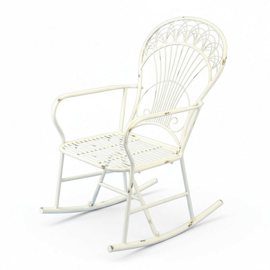Rocking chair fer blanc 60x79x104cm