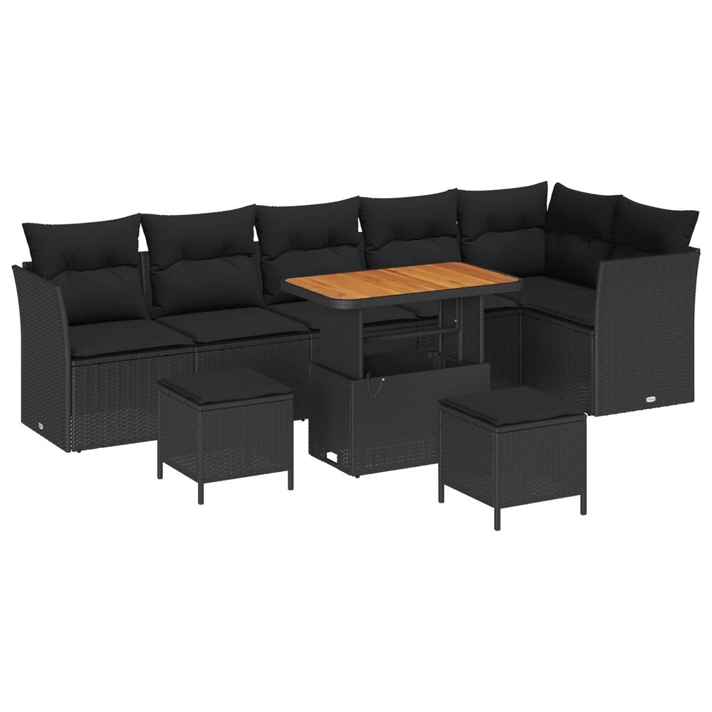 Ensemble de canapé de jardin 9 pc noir polyrotin