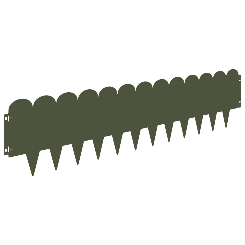 Bordure de pelouse 20 pc 103 x 25 cm acier vert olive