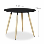 Table à manger ronde en bois noir style scandinave - 90cm