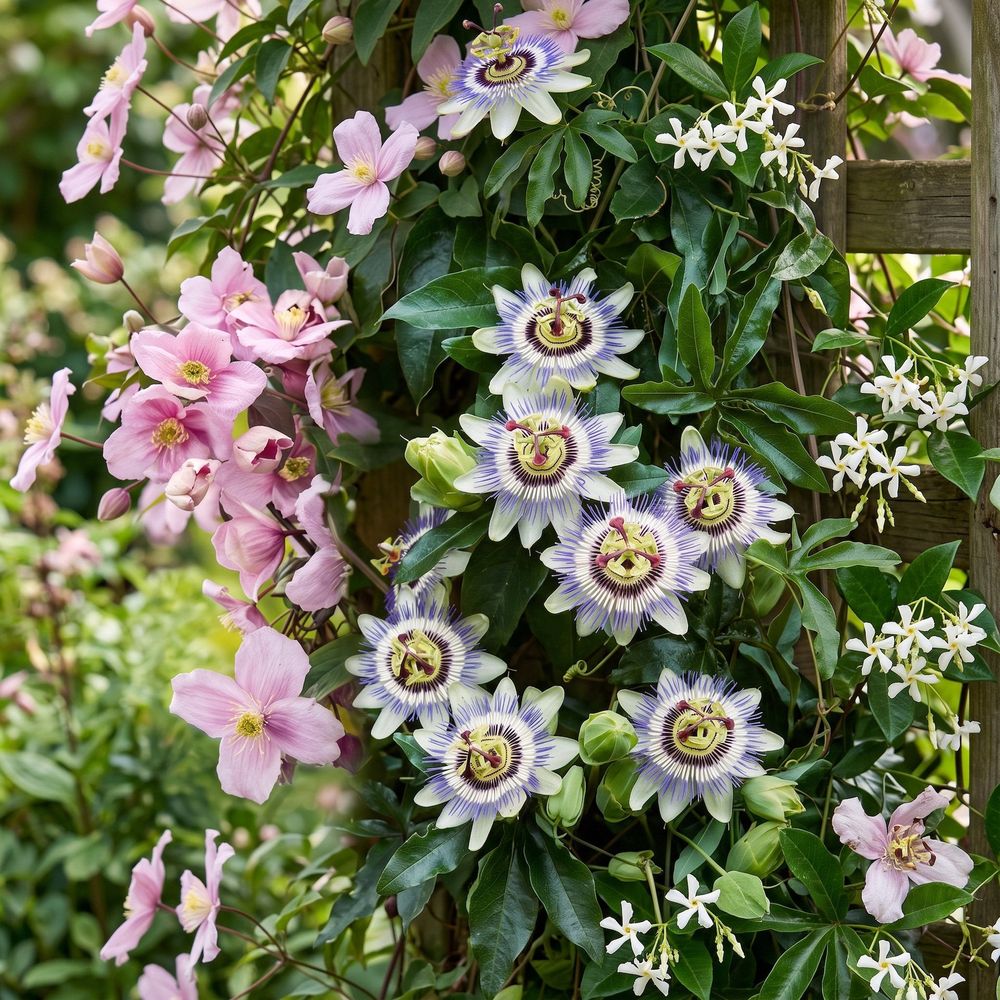 Plantes grimpantes tricolore en mélange de couleurs - grimpantes fleuries - plante d'extérieur - lot de 6