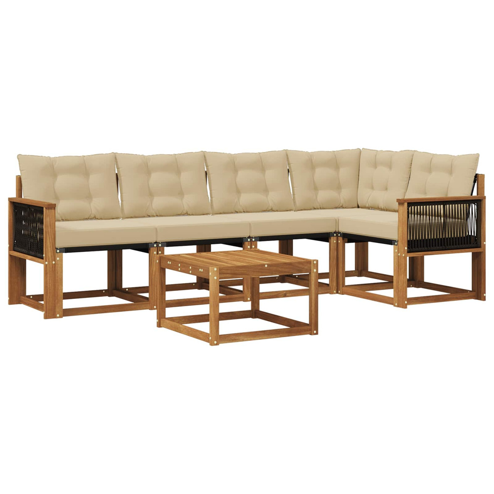 Ensemble de canapés d'extérieur 6 pcs naturel et beige