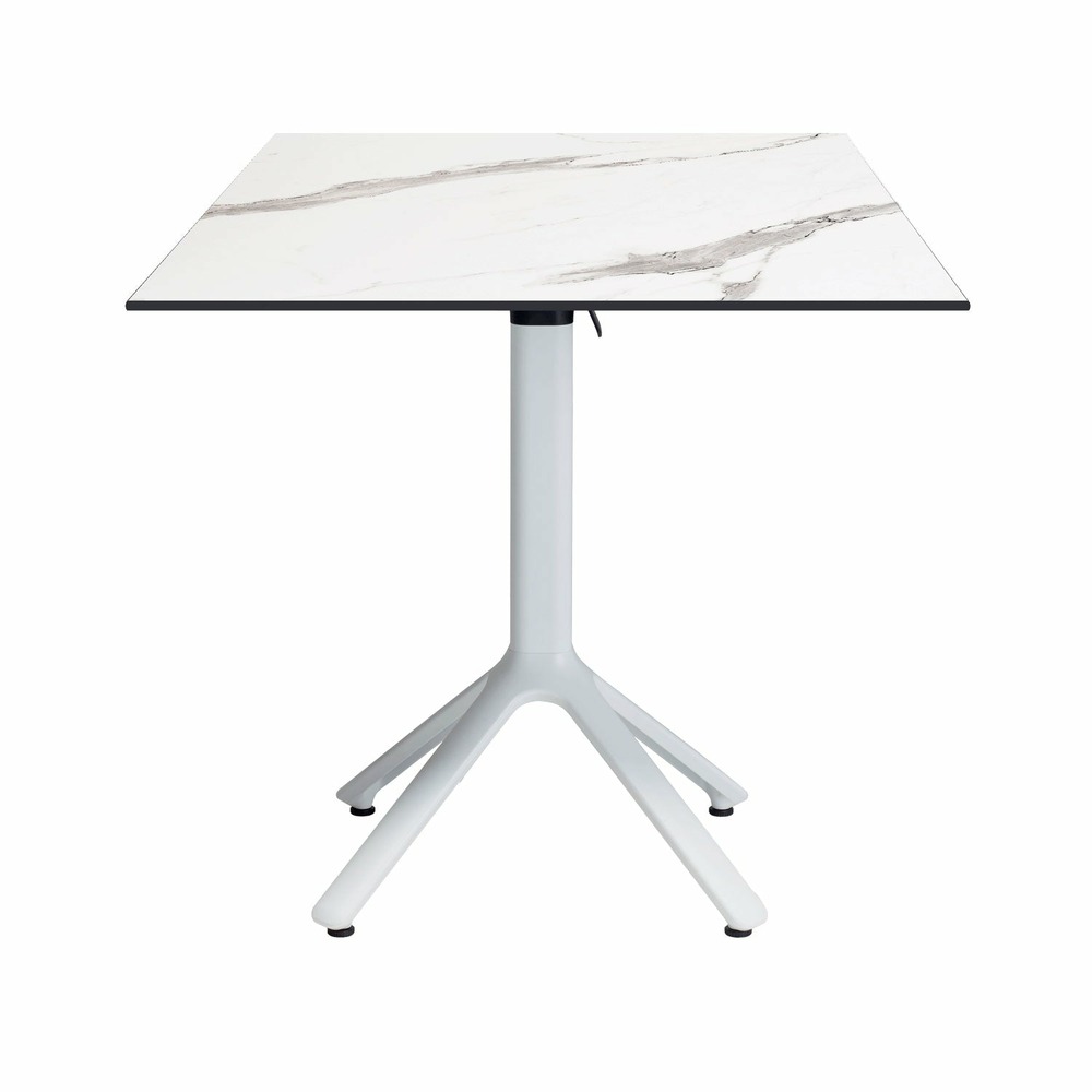Restootab - table pliable nemo blanche pour extérieur marbre blanc 70x70