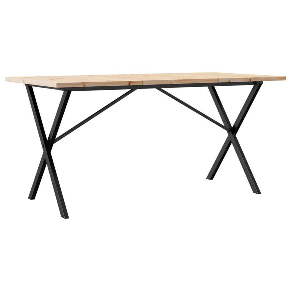 Table à manger cadre en x 160x80x75,5 cm bois pin massif acier