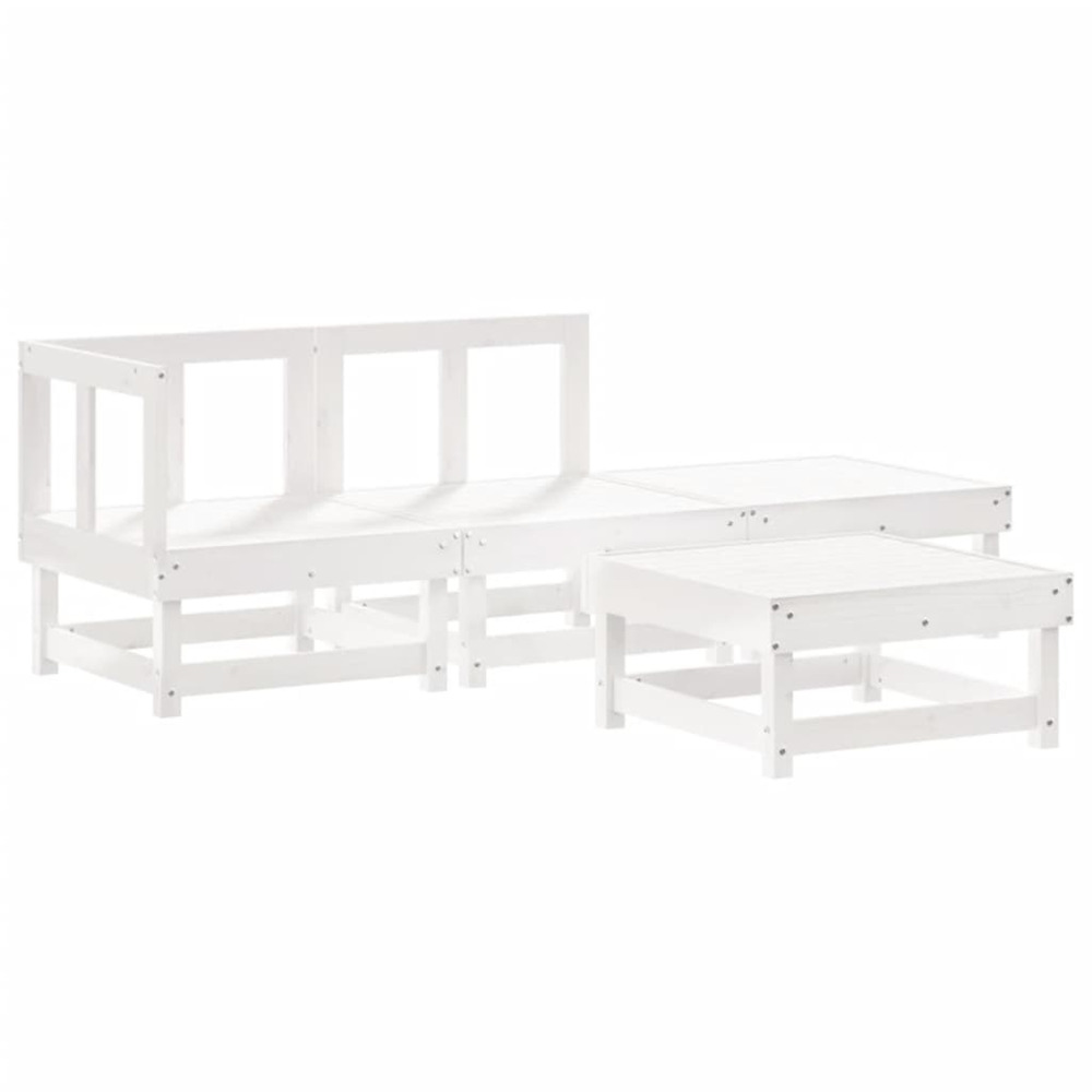 Salon de jardin 4 pcs blanc bois de pin massif