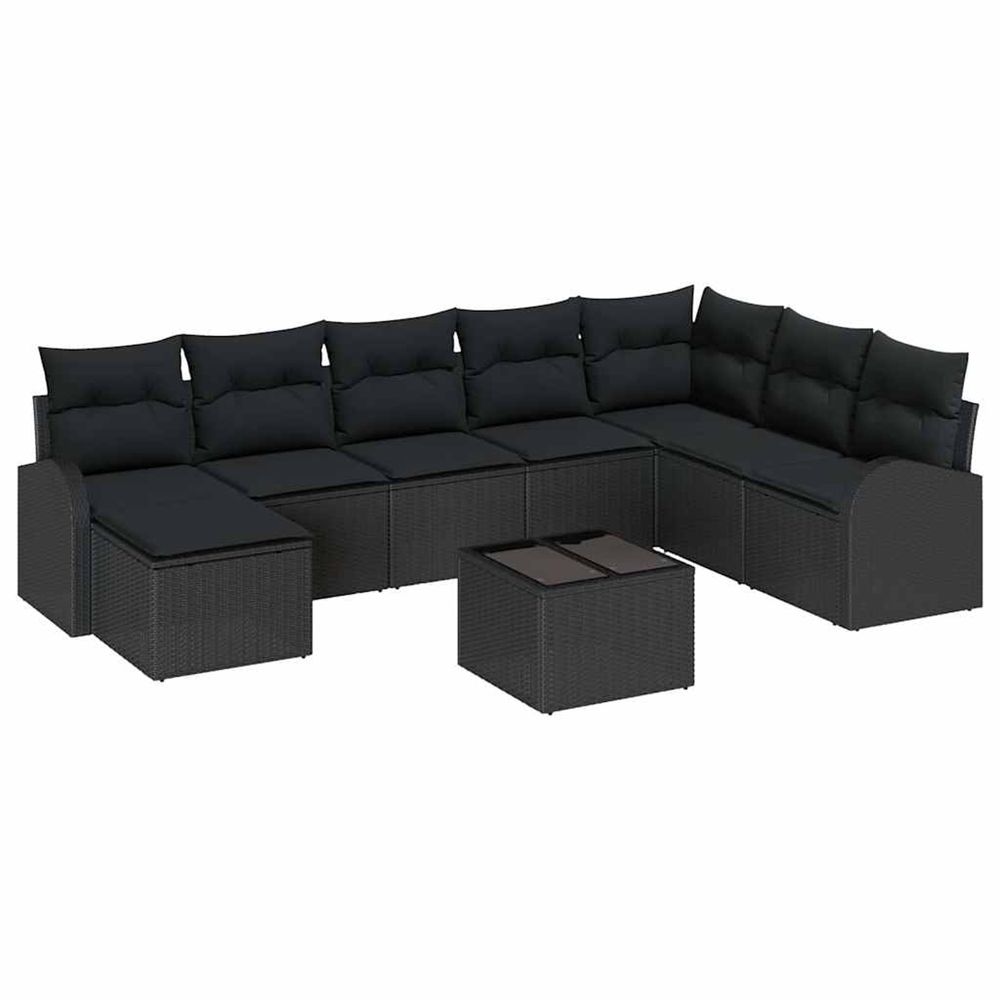 Ensemble de canapés 9 pc noir polyrotin