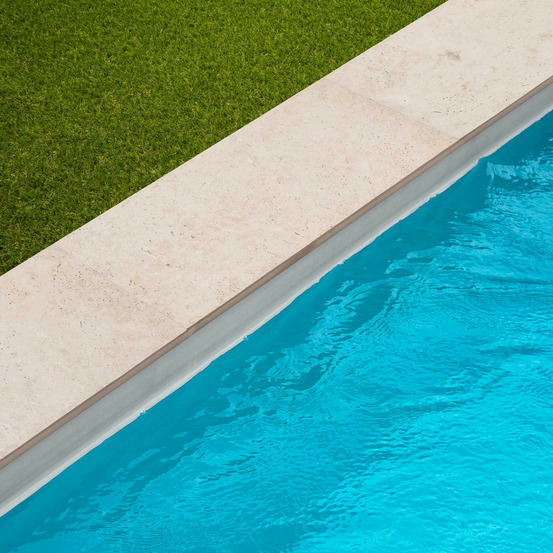 Margelle de piscine effet travertin beige 60x28x2 cm bord droit pietra - ro'ma carrelage