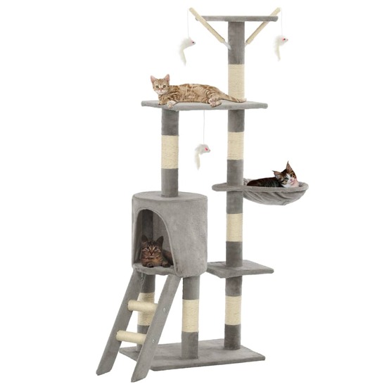 Arbre à chat avec griffoirs en sisal 138 cm gris