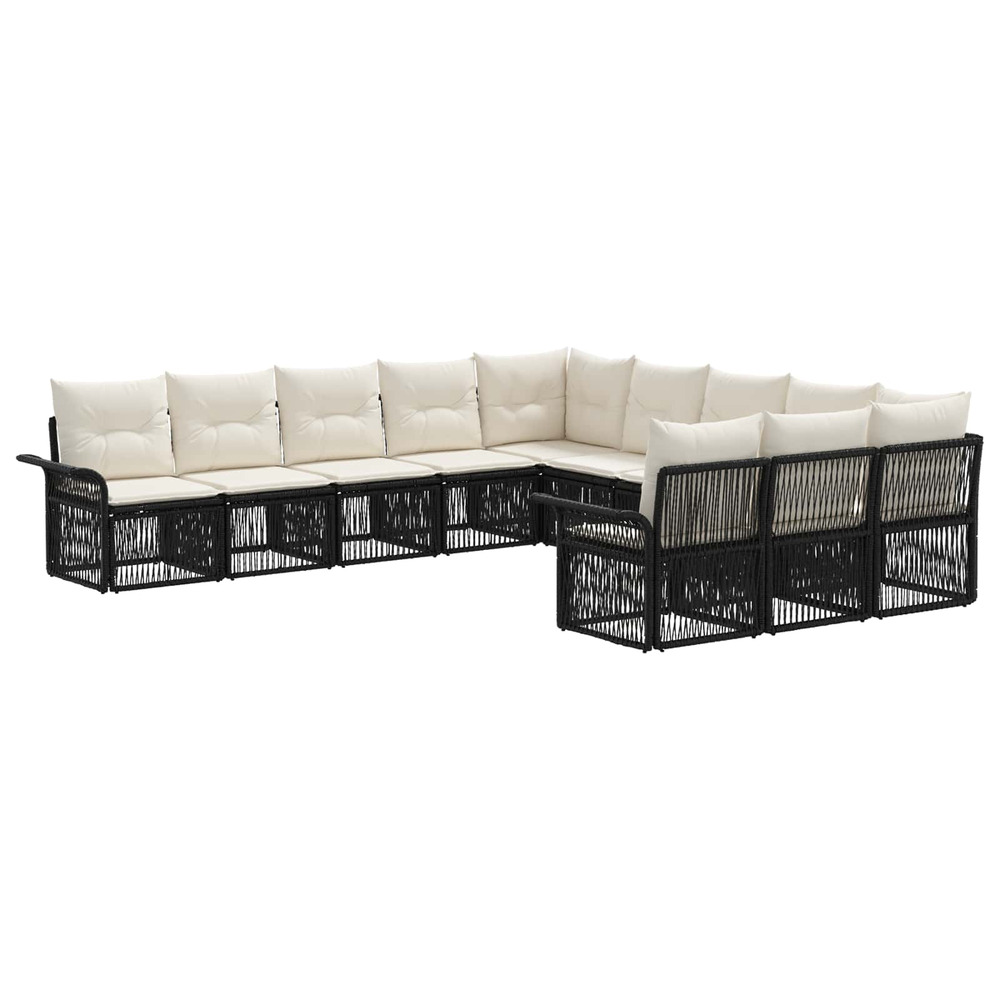 Ensemble de canapé de jardin 11 pcs noir polyrotin