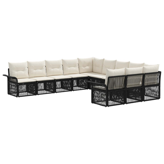 Ensemble de canapé de jardin 11 pcs noir polyrotin