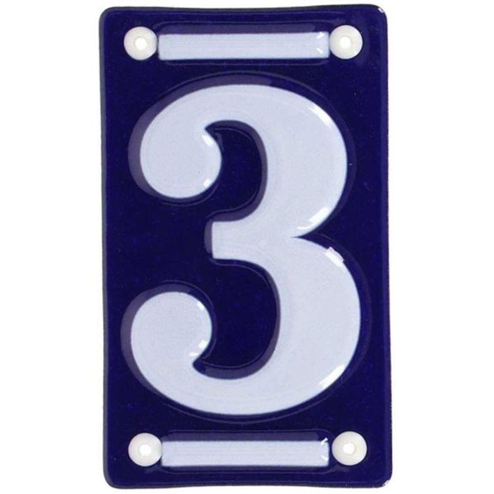 Numéro de maison en fer émaillé chiffre 3