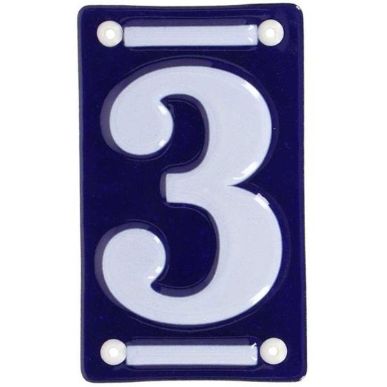 Numéro de maison en fer émaillé chiffre 3