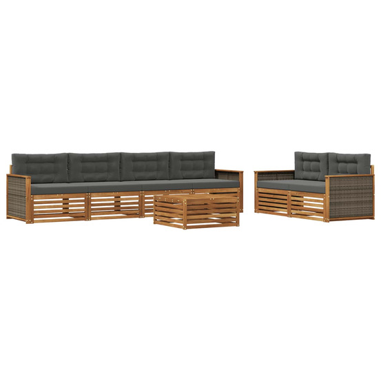 Ensemble de canapés d'extérieur 7 pcs naturel et anthracite