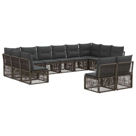 Ensemble de canapé de jardin 12 pc gris polyrotin