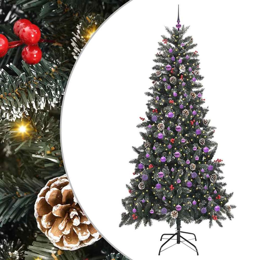 Sapin de noël artificiel vert 240 cm pvc, plastique et acier