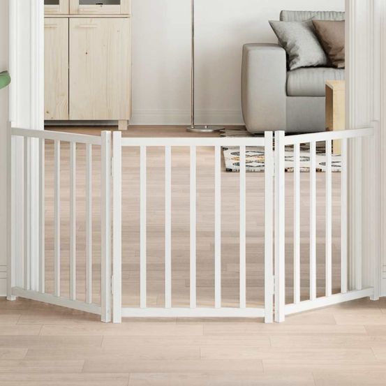Barrière de sécurité chien bois pliable intérieur 150x60 cm blanc