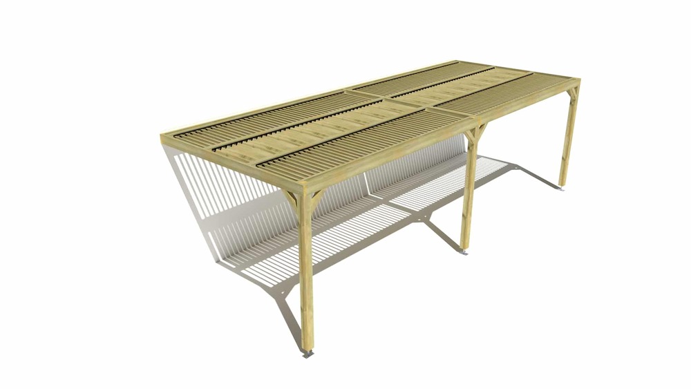 Pergola bois • 8m x 3m • adossée • sens largeur • lames orientables bioclimatiques incluses • livraison comprise