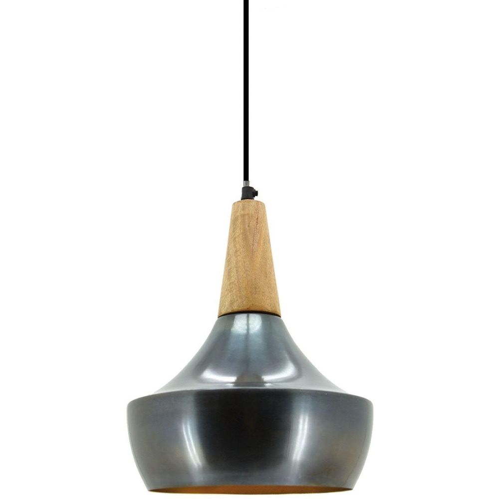 Suspension en métal et bois vintage gris bleu