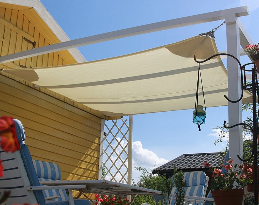 Toile d'ombrage premium triangulaire 5x5x7. 07m - imperméable 270g - couleur ivoire