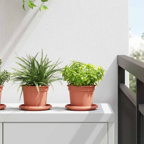 Lot 24 petits pots fleurs rond plastique pour plantes d'intérieur et extérieur 12,5cm rouge