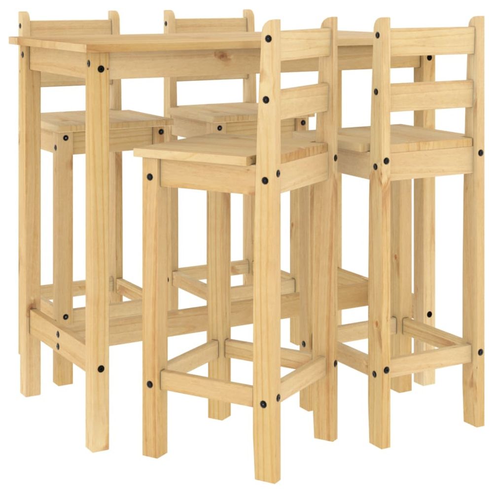 Ensemble de bar 5 pcs bois de pin massif