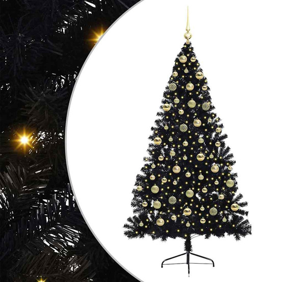 Sapin de noël artificiel pré-éclairé noir 180 cm pvc