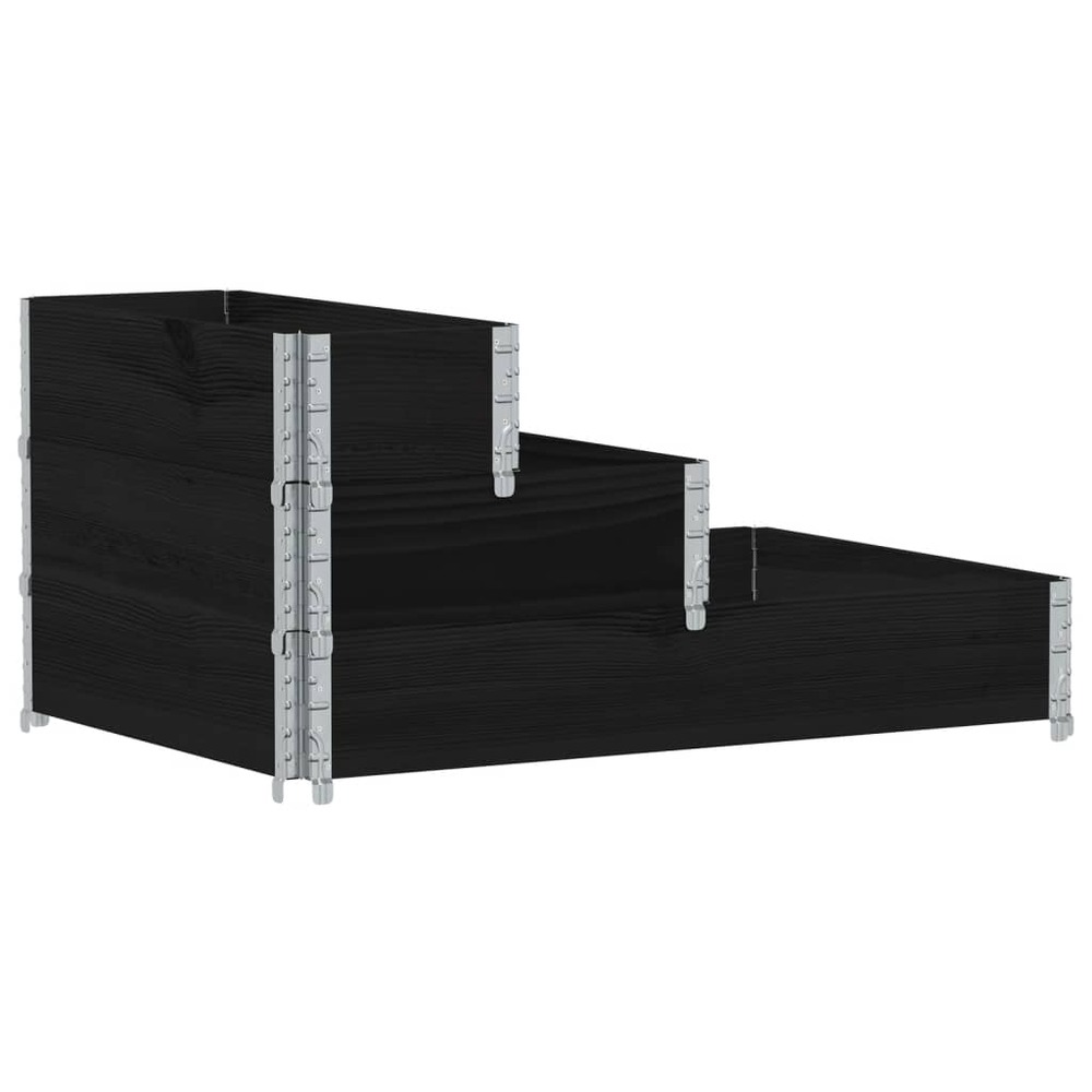 Jardinière bac lit surélevé plantes fleurs terrasse jardin à 3 niveaux 120 x 80 cm bois de pin massif noir