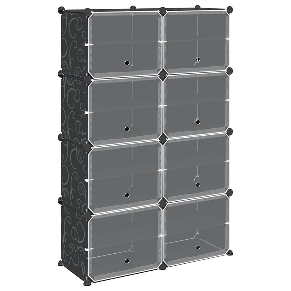 Cubes de rangement 8 pcs avec portes noir pp