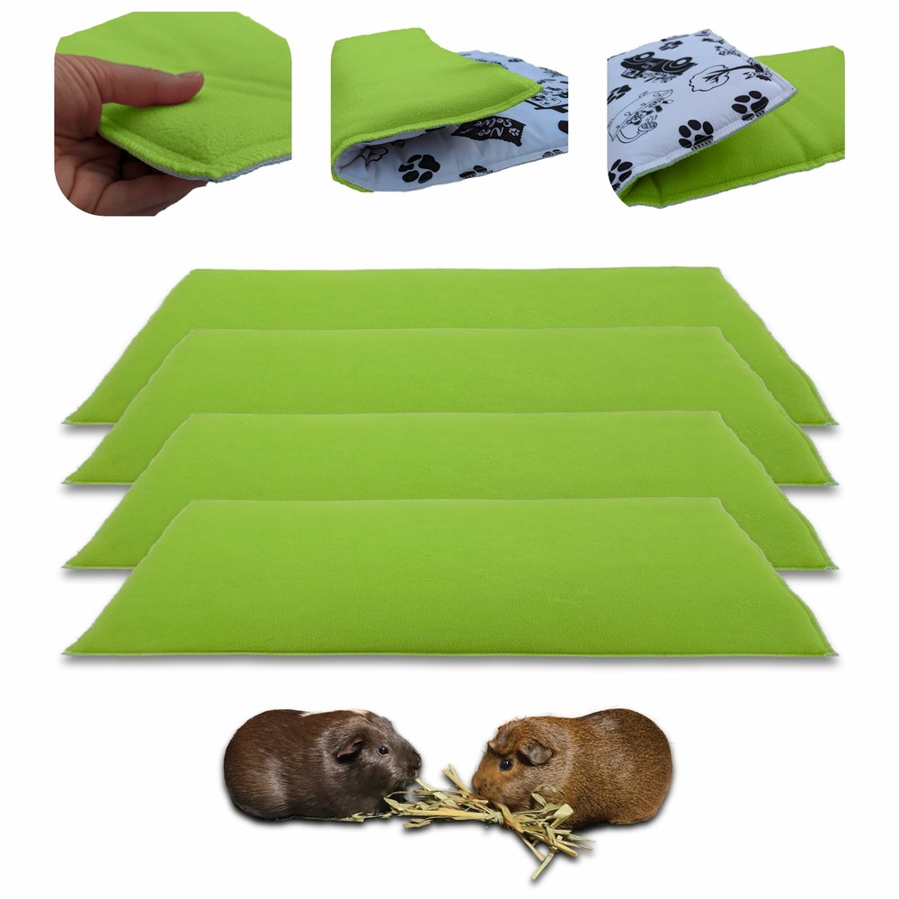 Lot de 4 - tapis pour cochon d'inde et lapin en polaire 70 x 35 cm - polaire absorbant, lavable en machine, economique