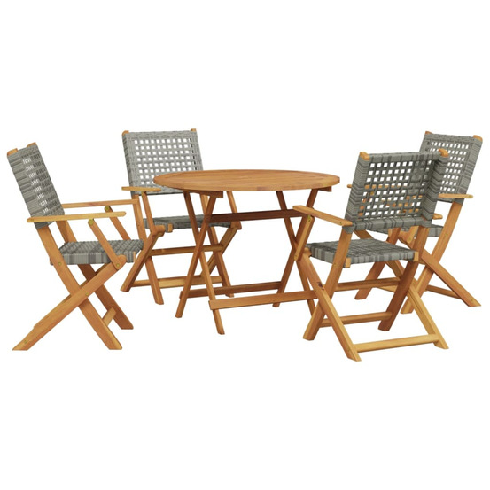 Ensemble à manger de jardin 5 pcs résine tressée et bois massif