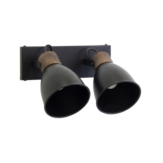 Applique murale en bois de manguier et métal 2 lampes