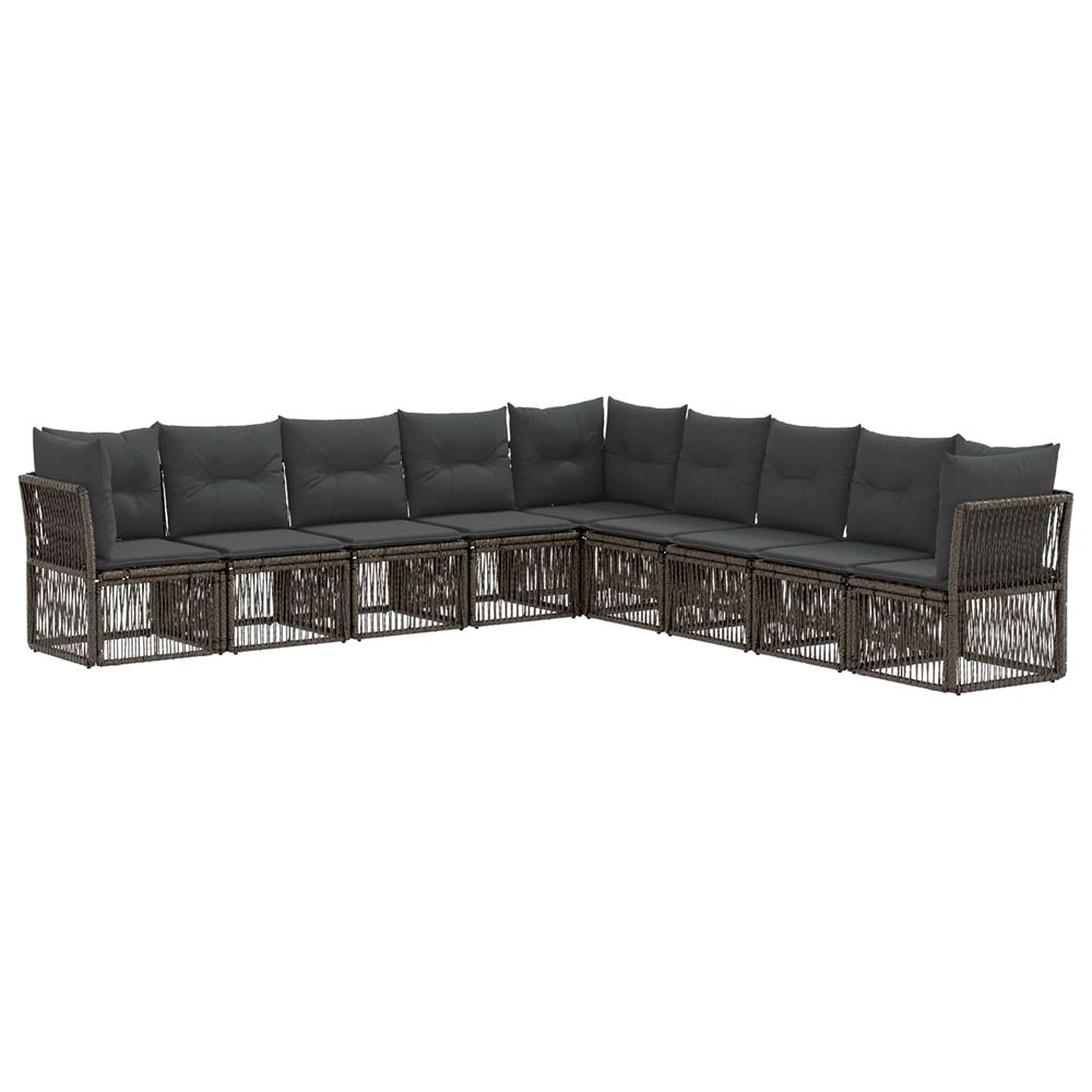 Ensemble de canapé de jardin 9 pc gris polyrotin