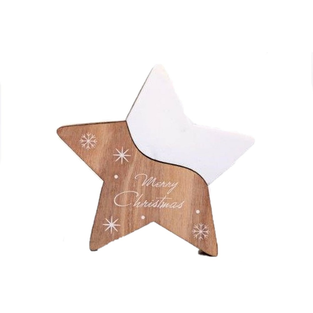 Décoration de noël stars wooden natural - blanc