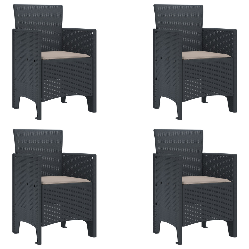 Chaises de jardin avec coussins 4 pcs anthracite poly rattan
