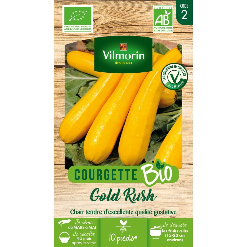 Sachet graines courgette jaune gold rush bio