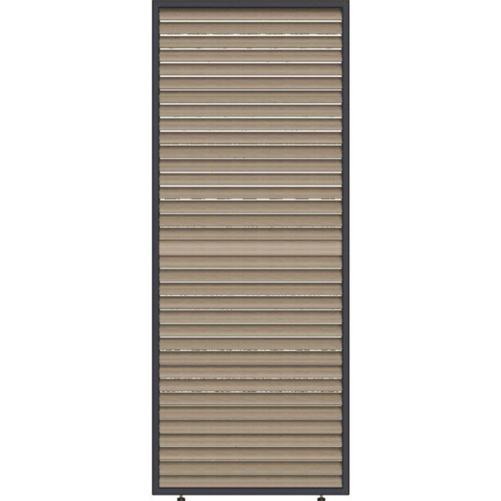 Panneau brise-vue - - ventelles horizontales mobiles - 1 m - aluminium - anthracite et ventelles finition bois