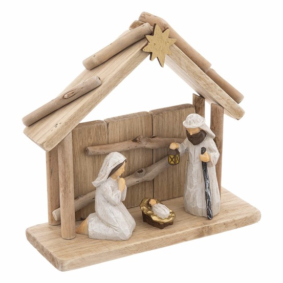 Crèche de noël en bois - 3 santons
