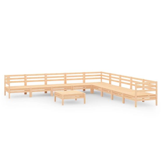 Salon de jardin 10 pcs bois de pin massif