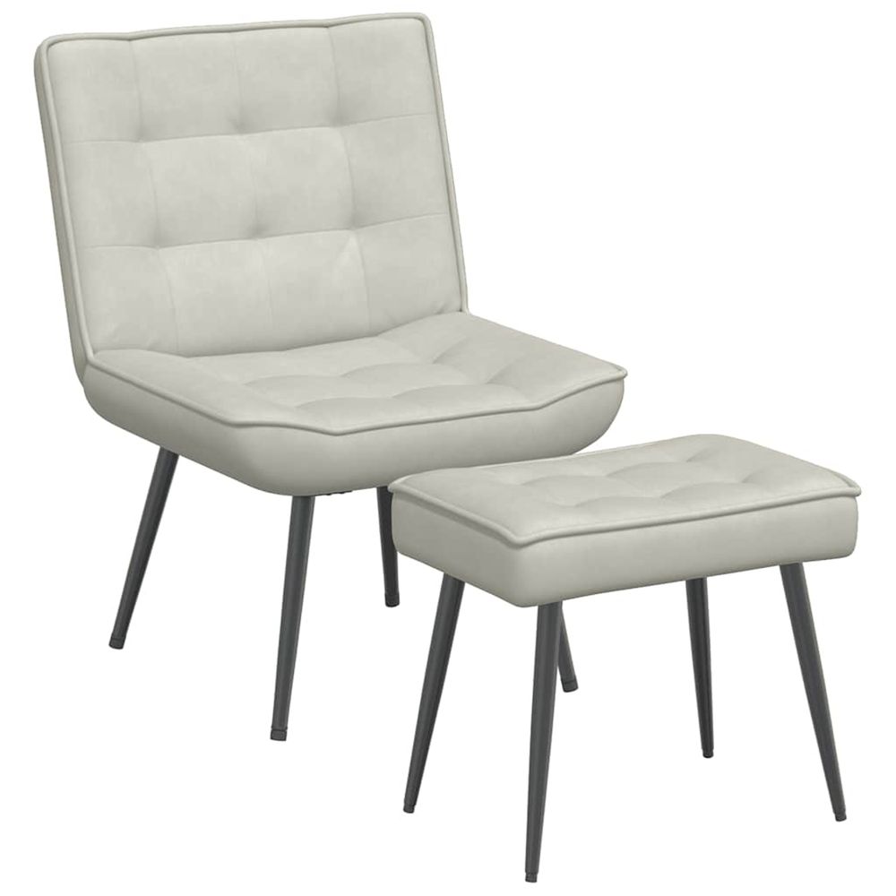 Chaise de relaxation avec tabouret crème velours