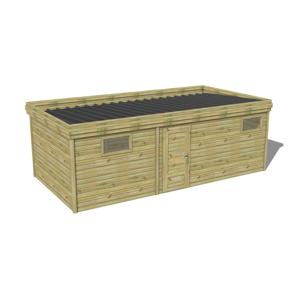 Abri de jardin bois pin traité autoclave 27mm - 6,895x4,34m / 30m2 - bac acier - abri français