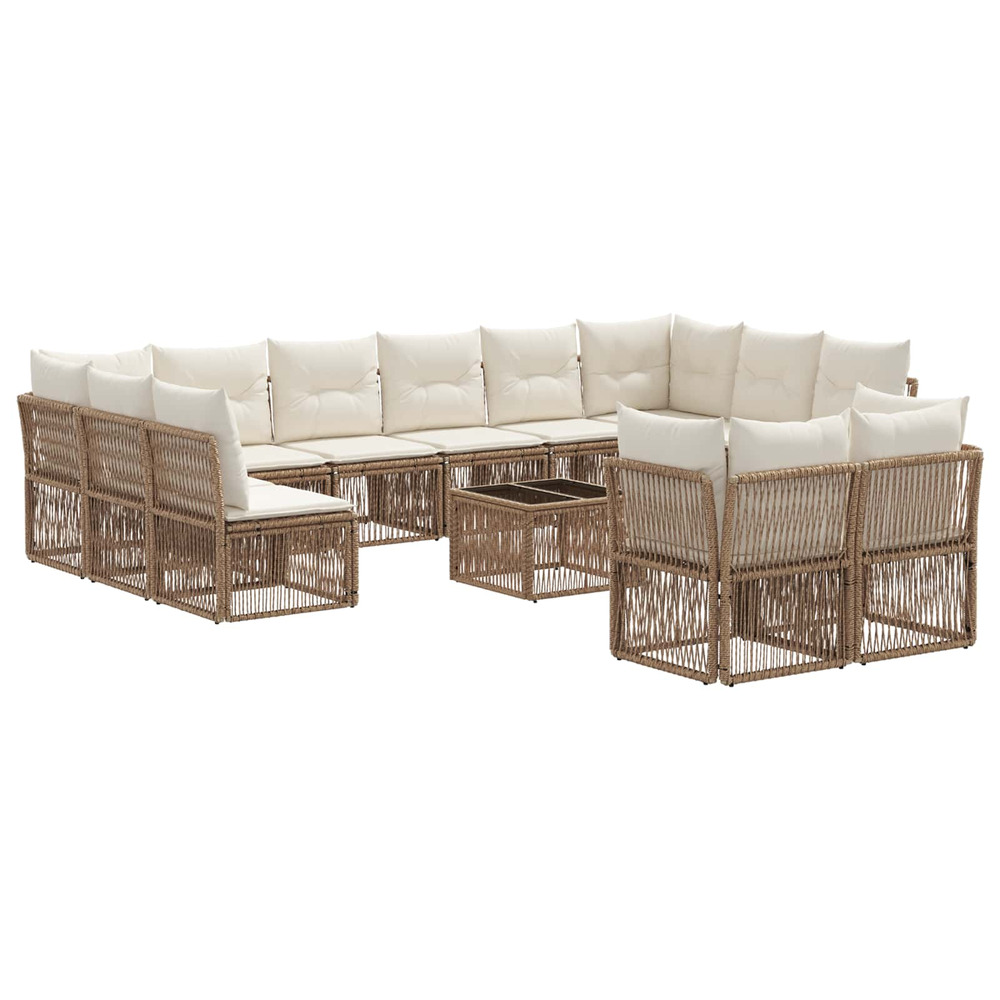 Ensemble de canapé de jardin 13 pcs beige polyrotin