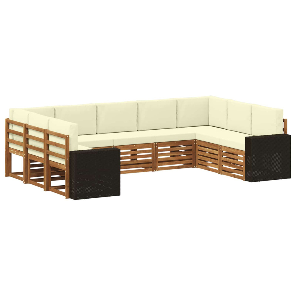 Ensemble de canapé d'angle 9 pcs naturel et crème polyester