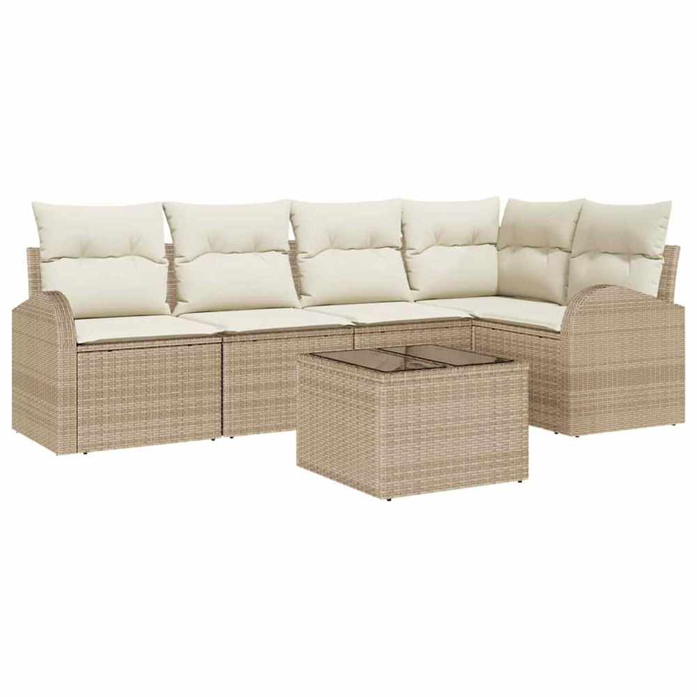 Ensemble de canapé de jardin 6 pcs beige et blanc polyrotin