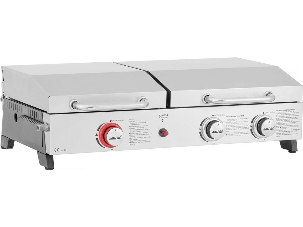 Plancha barbecue à gaz avec grille et plancha 