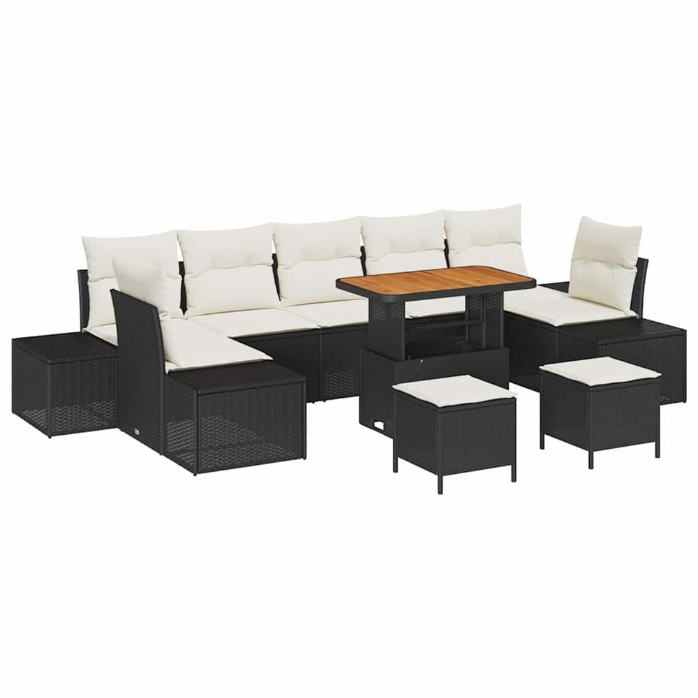 Ensemble de canapé de jardin 10 pc noir polyrotin