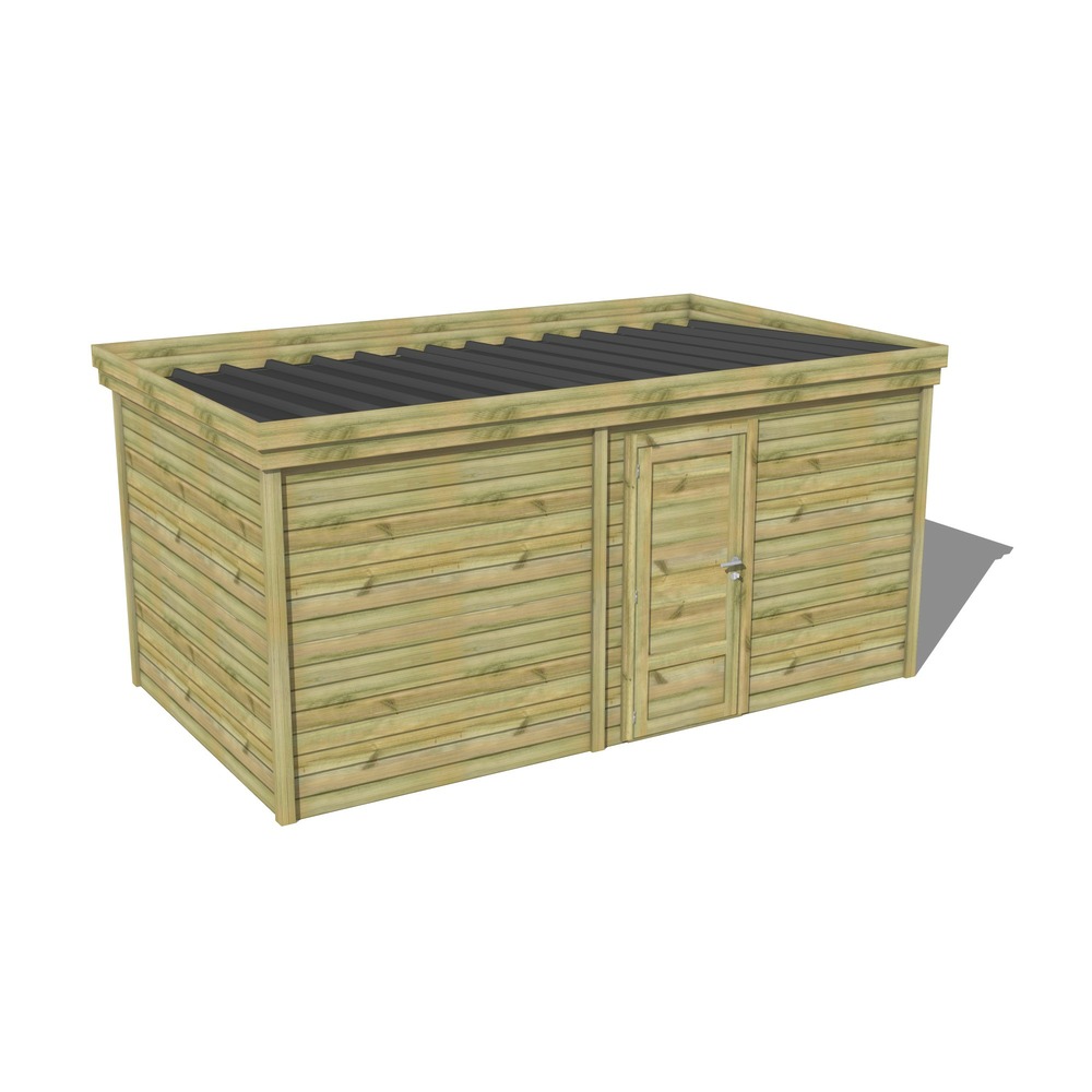 Abri de jardin bois pin traité autoclave 27mm - 4,69x2,64m / 12m2 - bac acier - abri français