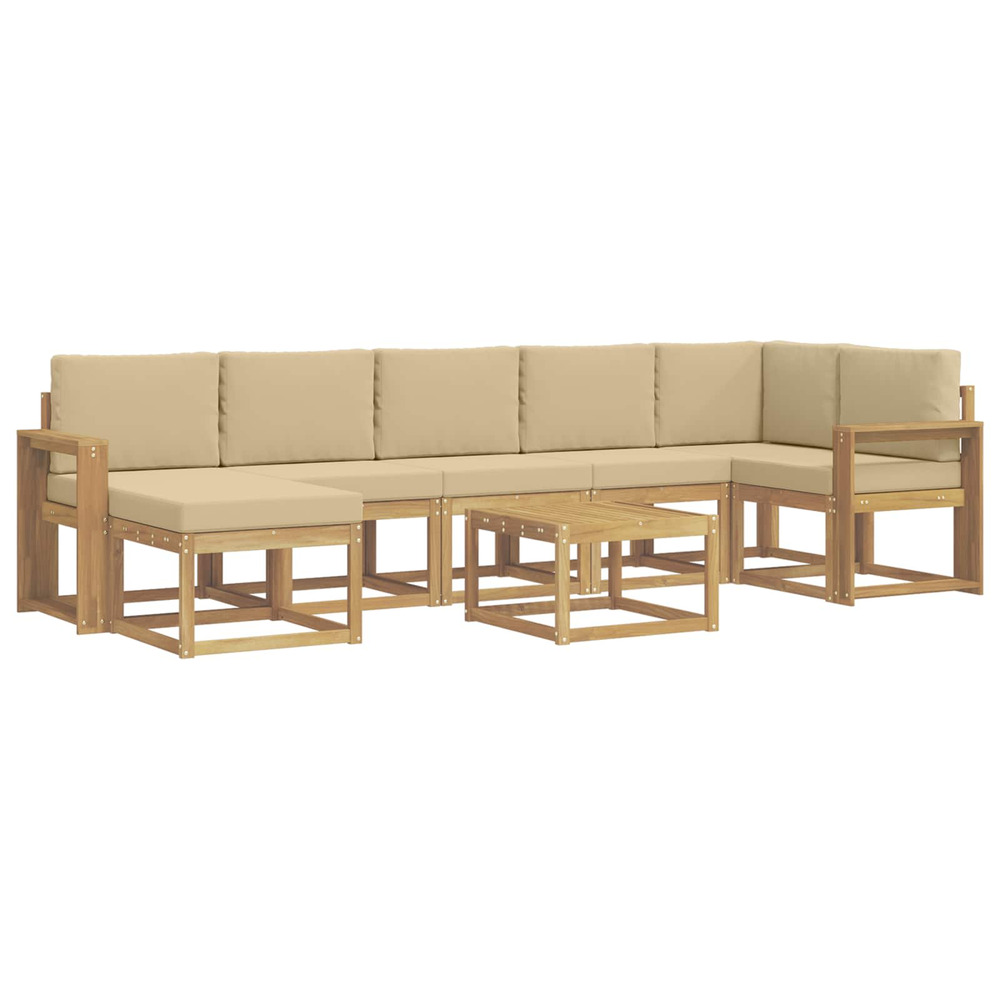 Ensemble de canapés d'extérieur 8 pcs blanc et beige polyester