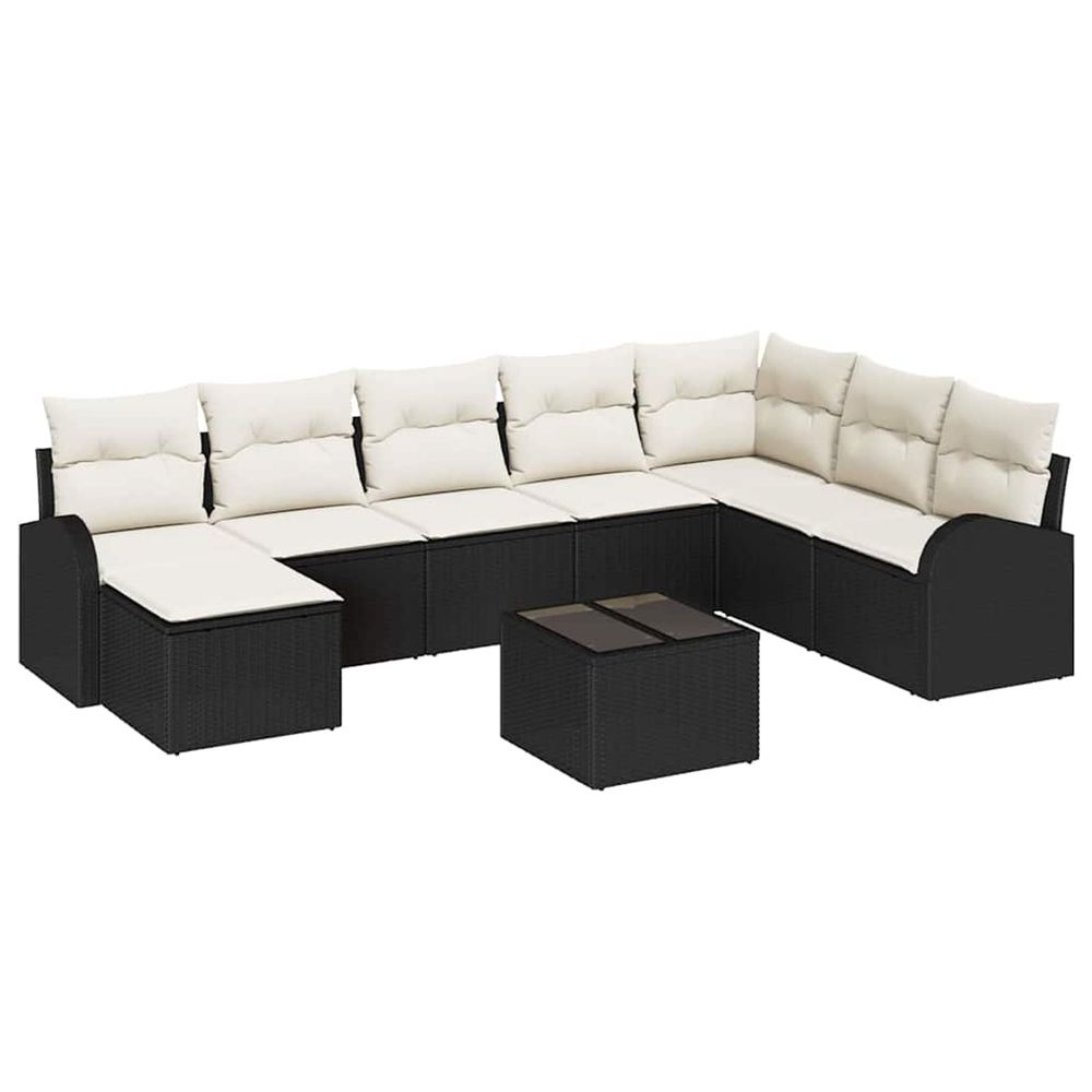 Ensemble de canapés 9 pc noir et blanc polyrotin