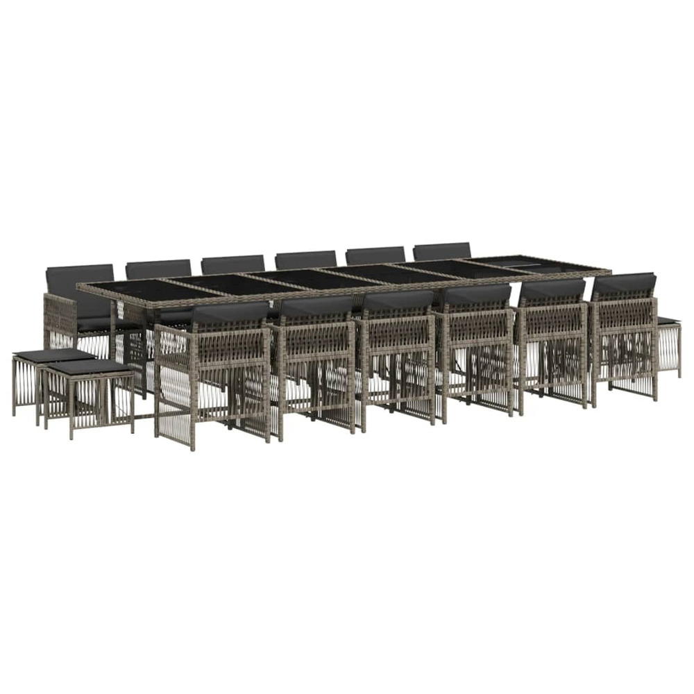 Ensemble à manger de jardin 17 pcs et coussins résine tressée