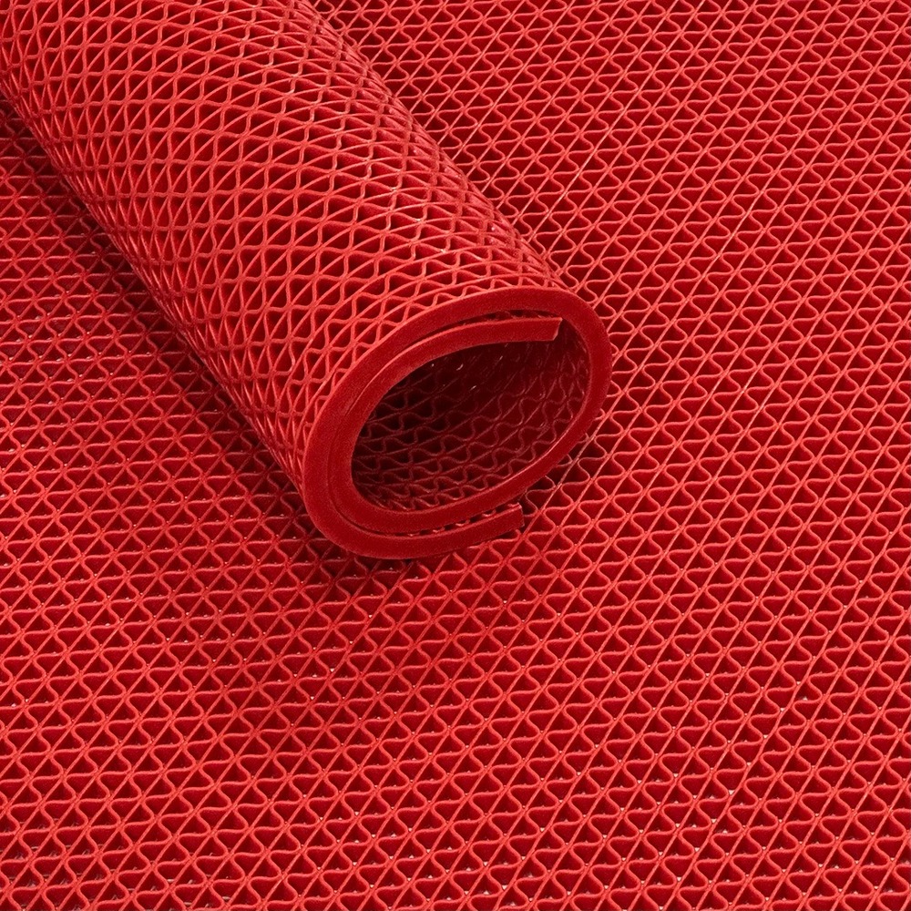 Tapis quadrillé ultra grip avec structure en s - largeur 90 cm - par mètre linéaire - rouge